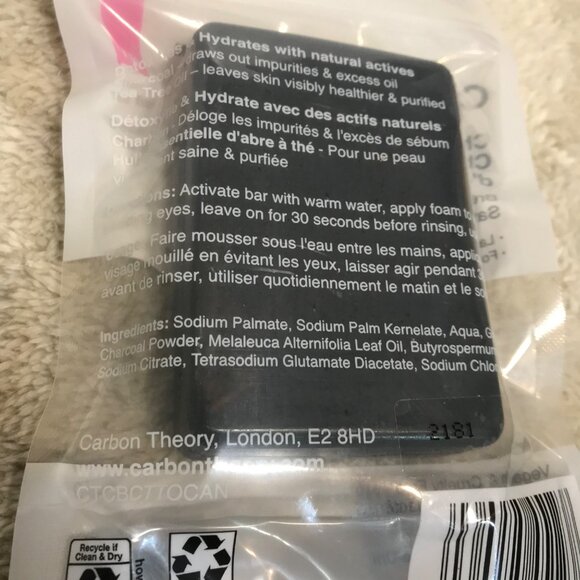 Carbon Theory Charcoal & Tea Tree Oil Facial Cleansing Bar 100g Acne Prone Skin - Picture 4 of 4